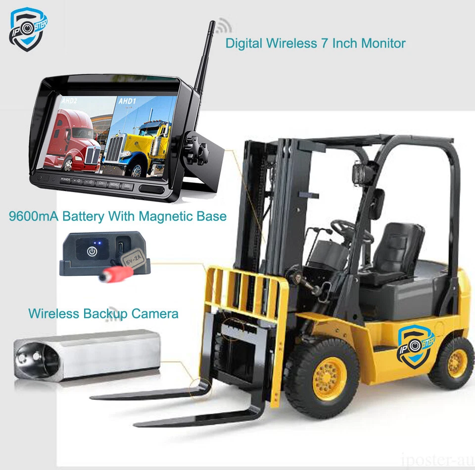 Wireless 7" Monitor Camera For Forklift Front View +Magnetic Recharge Battery - Image 2 of 4