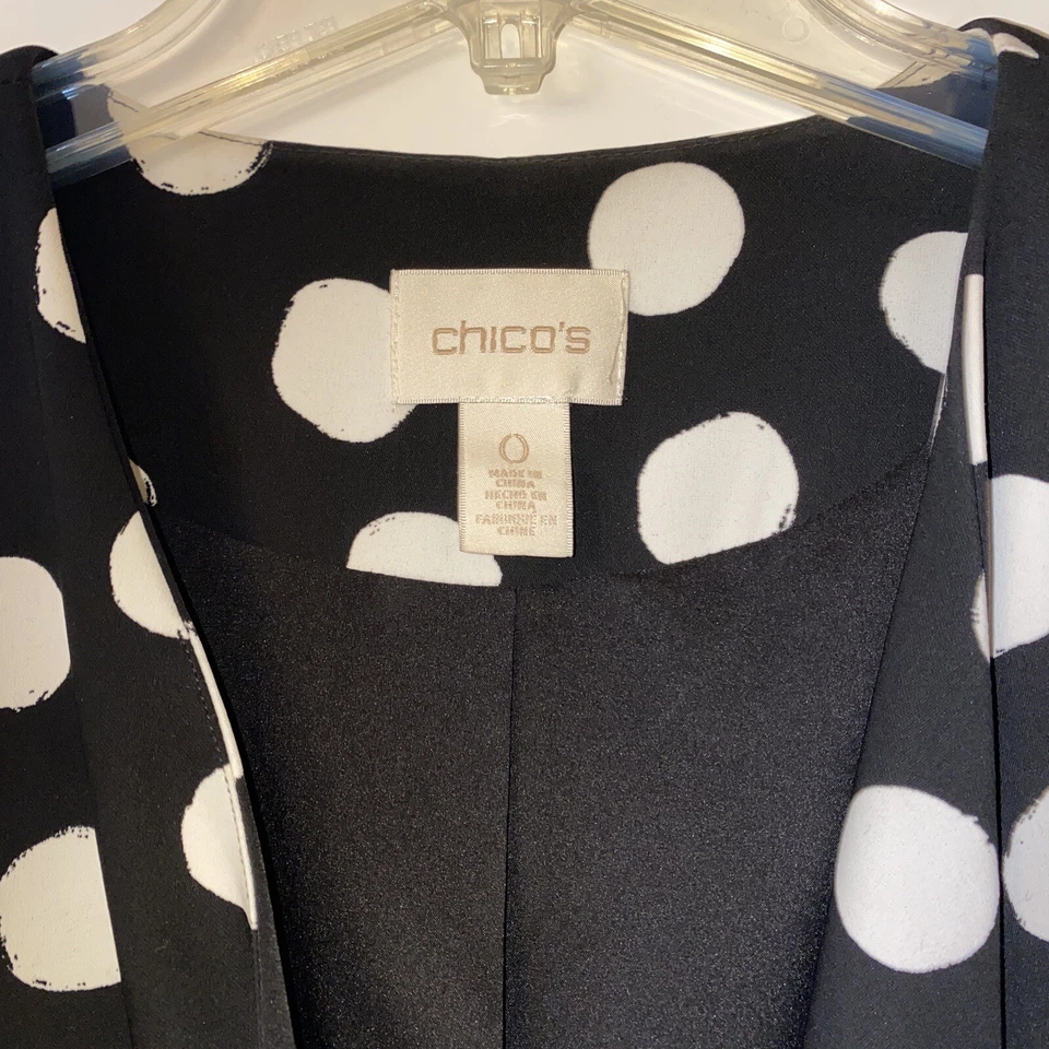 Chaqueta Chicos Mujer 0 Pequeña Negra Blanca Lunares Abierta Manga 3/4 Blazer Elegante Foto 4 de 4