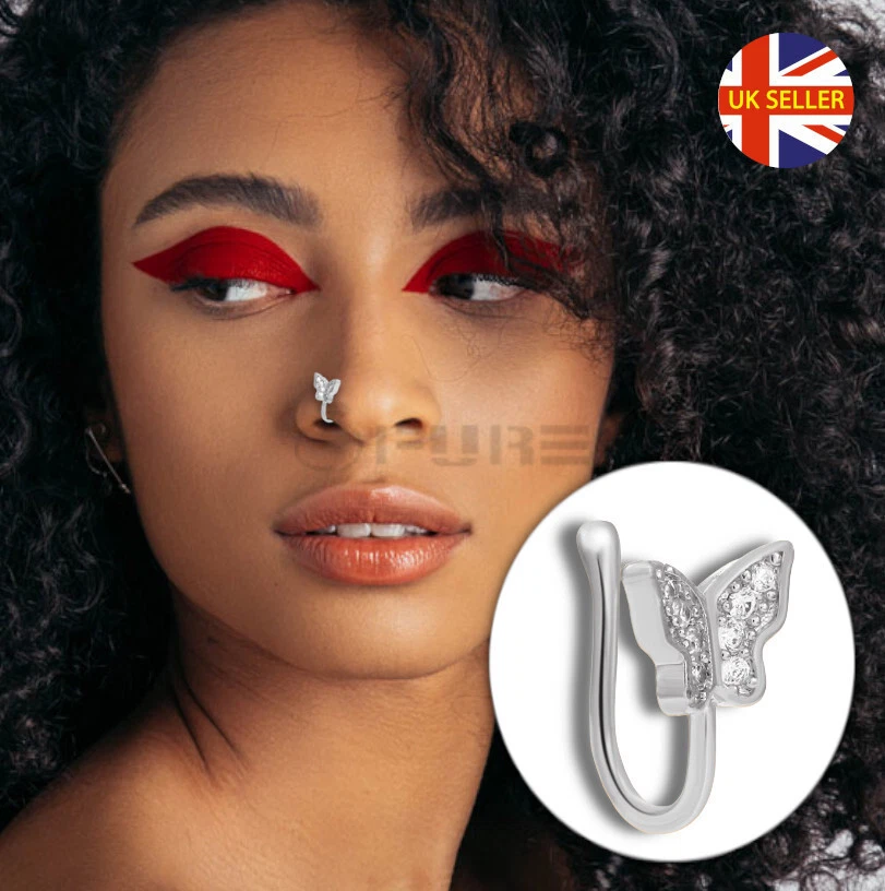 Butterfly clip on nose ring outlet
