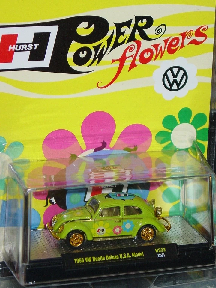 M2 машины 1953 Volkswagen VW жук хиппи цветок питания погони - зеленый/золото. MIP - Изображение 3 из 3