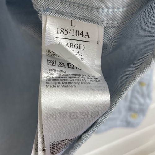 ALLSAINTS Shirt Mens Size Large Blue Hungtington Chambray Logo Long Sleeve - Picture 7 of 12