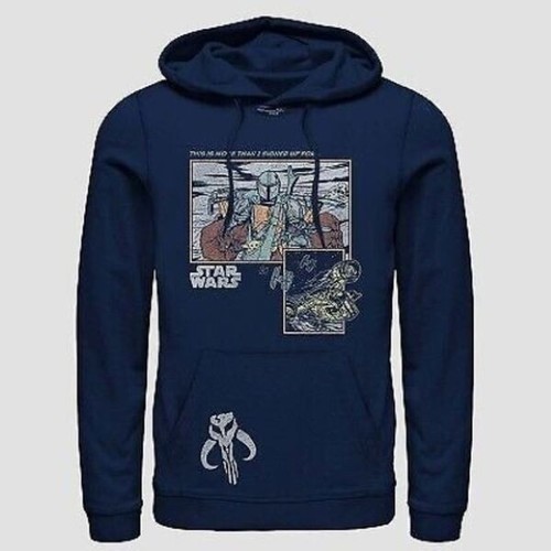Men's Star Wars Pullover Graphic Sweatshirt Hoodie Navy Blue XL NWT
