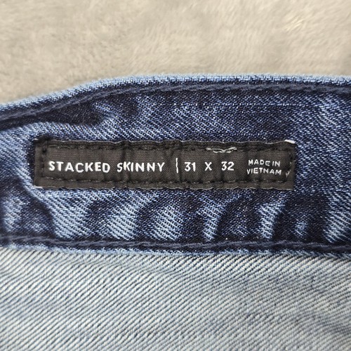 PacSun Jeans Mens 31x32 Stacked Skinny Vertical Stretch Zipper Distressed *33x32 - Picture 7 of 24