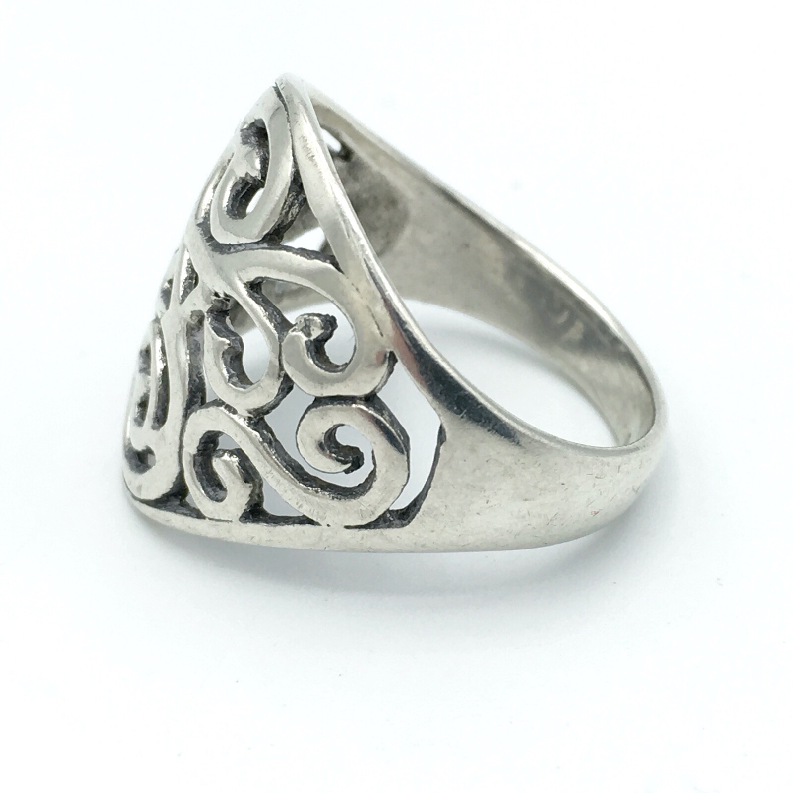 SCROLL open work sterling silver ring - size 6.75… - image 5