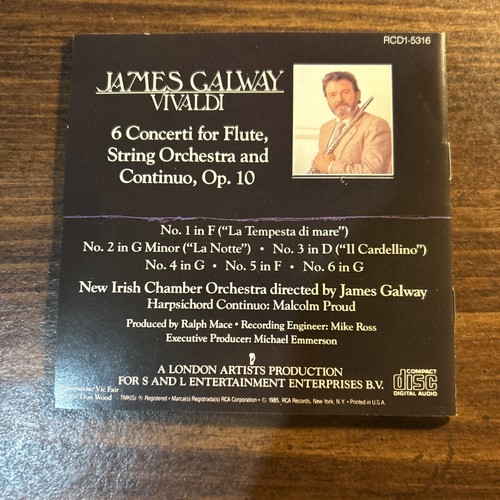James Galway Vivaldi: 6 Concerti Opus 10 CD Disc & Inlay Only No Case Free Ship - Picture 3 of 6