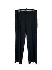 Women's Black Career Dress Pants Double Button Flat Front Size 14 Wool/Spandex