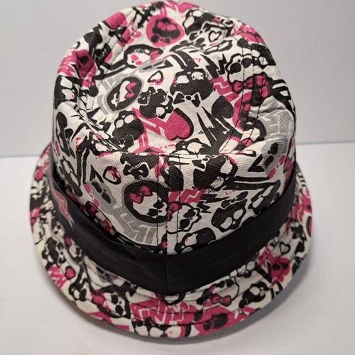 2014 Monster High Fedora Hat One Size Pink Black Skulls Black Band Animations - Picture 5 of 9
