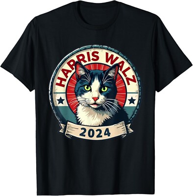 Harris Walz 2024 Funny Cat Election Kamala Harris Tim Waltz T-Shirt