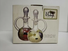 NEW Vintage Hand-Painted Collection Grape Vine Oil Vinegar Set Purple Green