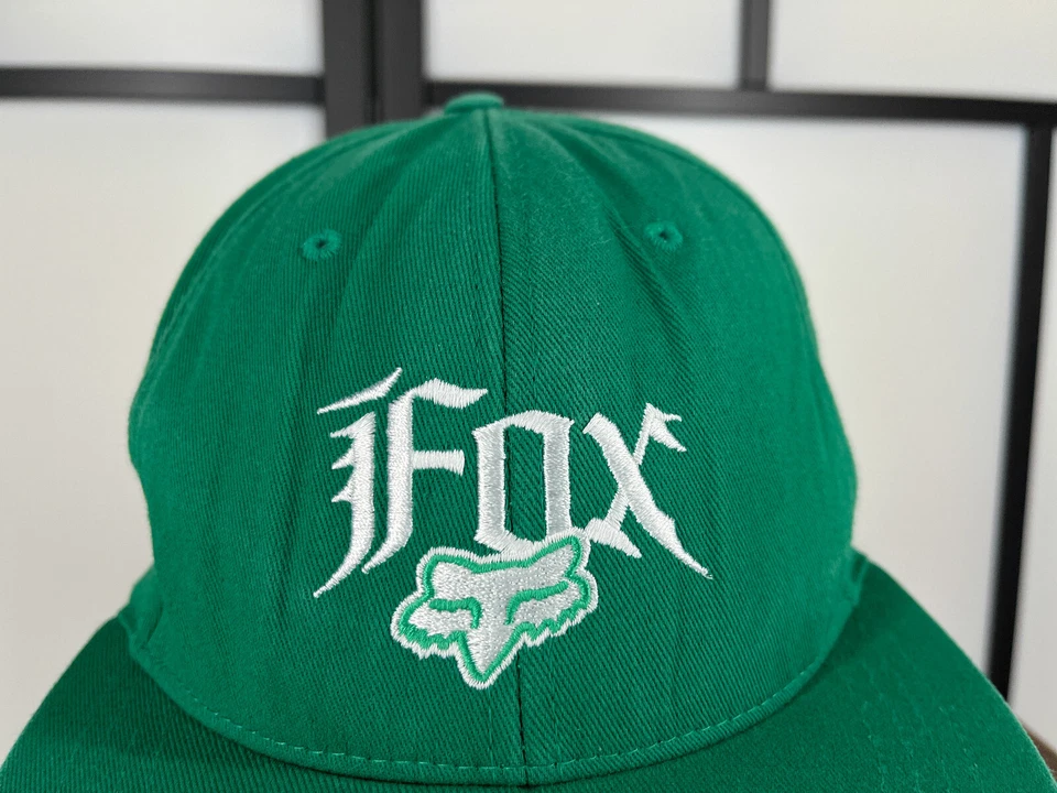 Gorra Fox Racing ajustada adulto mediana verde motocicleta FlexFit mezcla de algodón Foto 2 de 4
