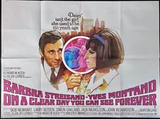 On a Clear Day You Can See Forever ORIGINAL Quad Film Poster Barbra Streisand 70