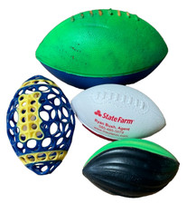 Lot of 4 Footballs 2 Mini, 1 Full Size,1 Small Plastic 3 Used,1 Mini New