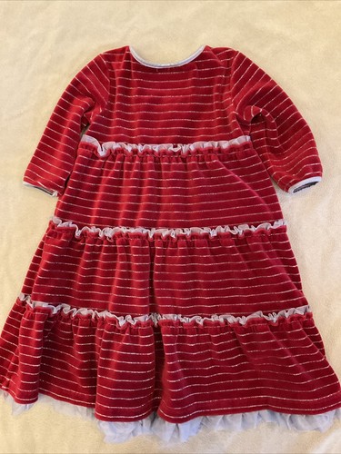 Hanna Andersson Love to Twirl dress 100 girls red sparkle velour - Picture 3 of 3