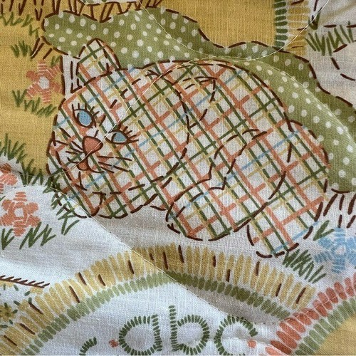 Vintage Sears ABC 123 Puppy Cat Duck Farm Quilted Crib Blanket Ruffled 33.5”x42” - Picture 8 of 11