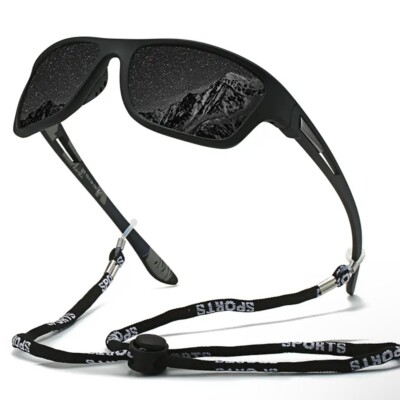 Sport Polarized Sunglasses Dark Black Lens Cycling Running Mens Outdoor Lentes