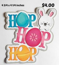 HOP HOP HOP TITLE Easter 3D die cut scrapbook paper piecing by Rhonda