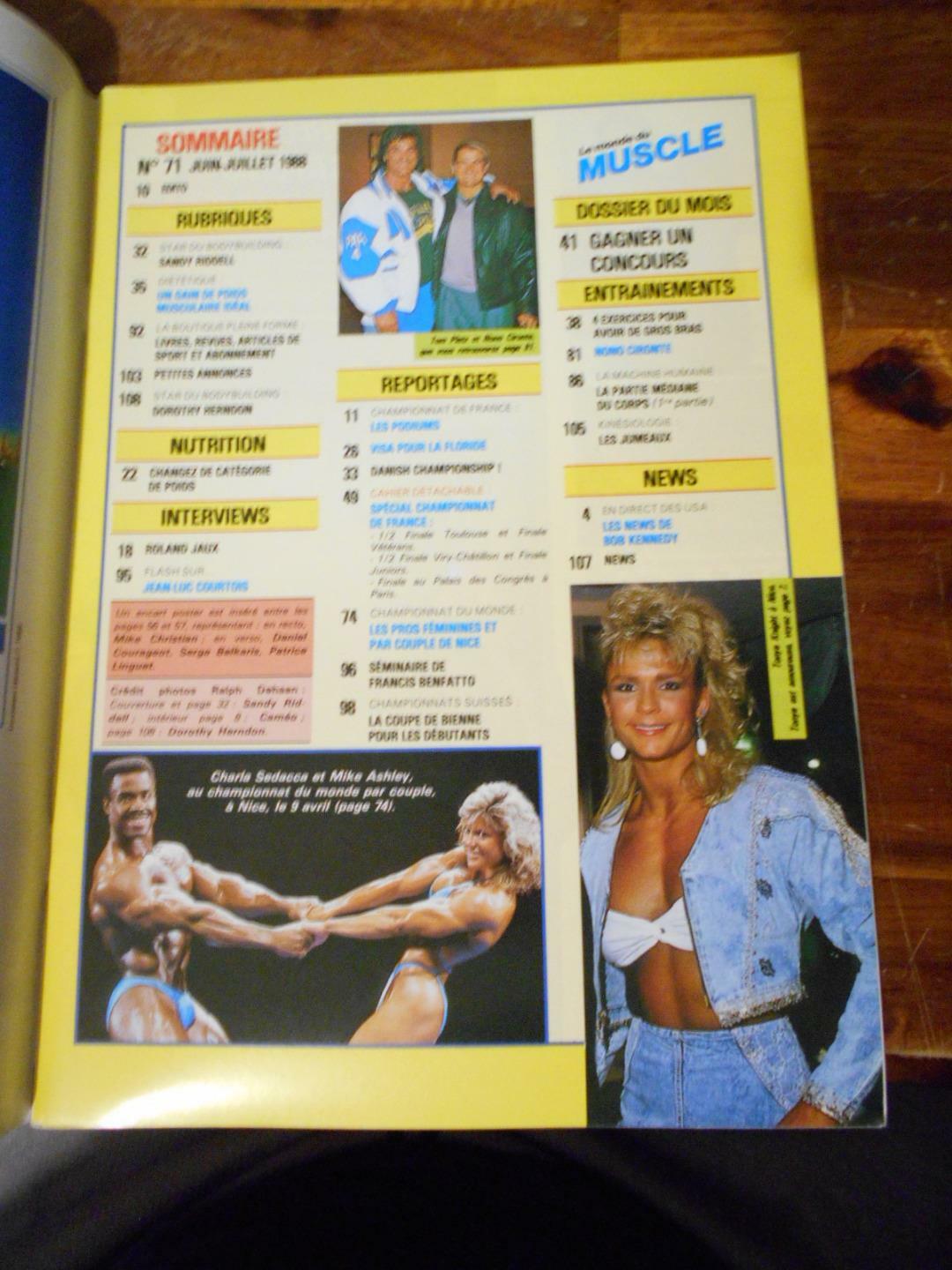 Le Monde Du MUSCLE #71 bodybuilding magazine SANDY RIDDELL 7-88 (Fr) | eBay