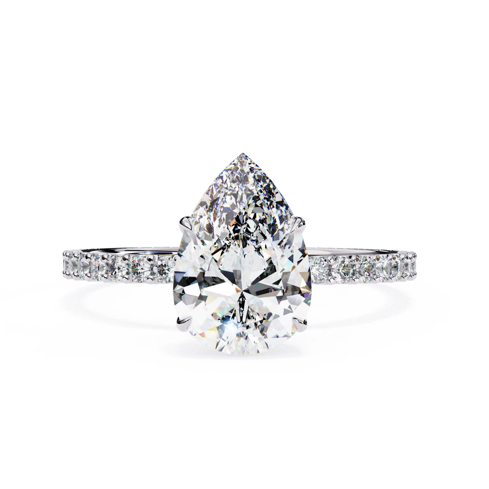 2.06 CT Pear Lab Grown Diamond Engagement Ring IGI Certified 14k Gold image-1