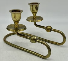 Brass Double Candle Holder Mid Century MCM Vintage