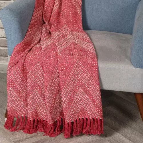 Pink Hand Block Printed Throw Blanket Cotton Mud Cloth Indian Sofa Bedding Throw - Picture 10 of 10