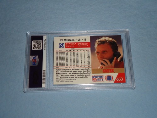 1991 Pro Set Football Card Joe Montana # 653 PSA Graded 8 NM-MT 84605292 - Picture 2 of 2