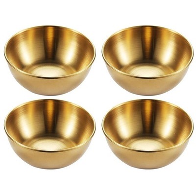 2/4pcs Stainless Steel Golden Sauce Dishes   Spice Plates Appetizer Serving Set