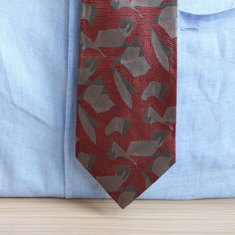 Pierre Cardin Париж шеи галстук мужской красный серый Geo шелк официальный шикарный костюм парижский - Изображение 2 из 4