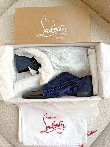 ℒ Christian Louboutin Greggy Chick Flat Patent/Velvet Oxfords - Men’s EU43/US10ℒ - Picture 2 of 11