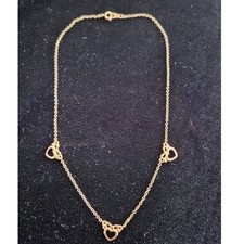 VTG 1989 Avon Golden Hearts Necklace Kids Gold Tone Bow Detail NIB