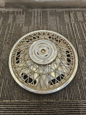 #ad Hubcap Wire Spoke Silver Vintage Wired Wheel Cover Old Hot Rod Mancave Antique $41.39