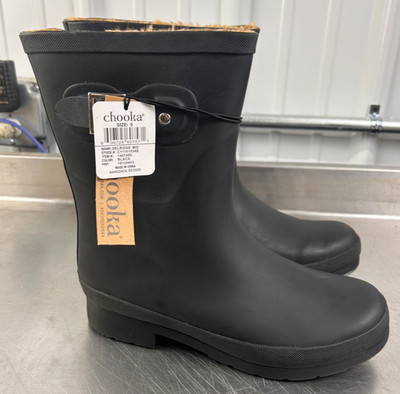 Chooka Delridge Mid Black Waterproof Rain Boots   Faux Fur Lined (Women s 9)