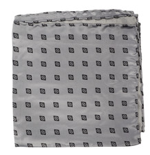 NWOT Italo Ferretti Satin Silver w Black Geometric Silk Pocket Square Italy 14"