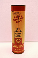 Vintage Caltex Home Lubricant Long Spout Can Empty Telescopic Tube USA Oil Cas"R