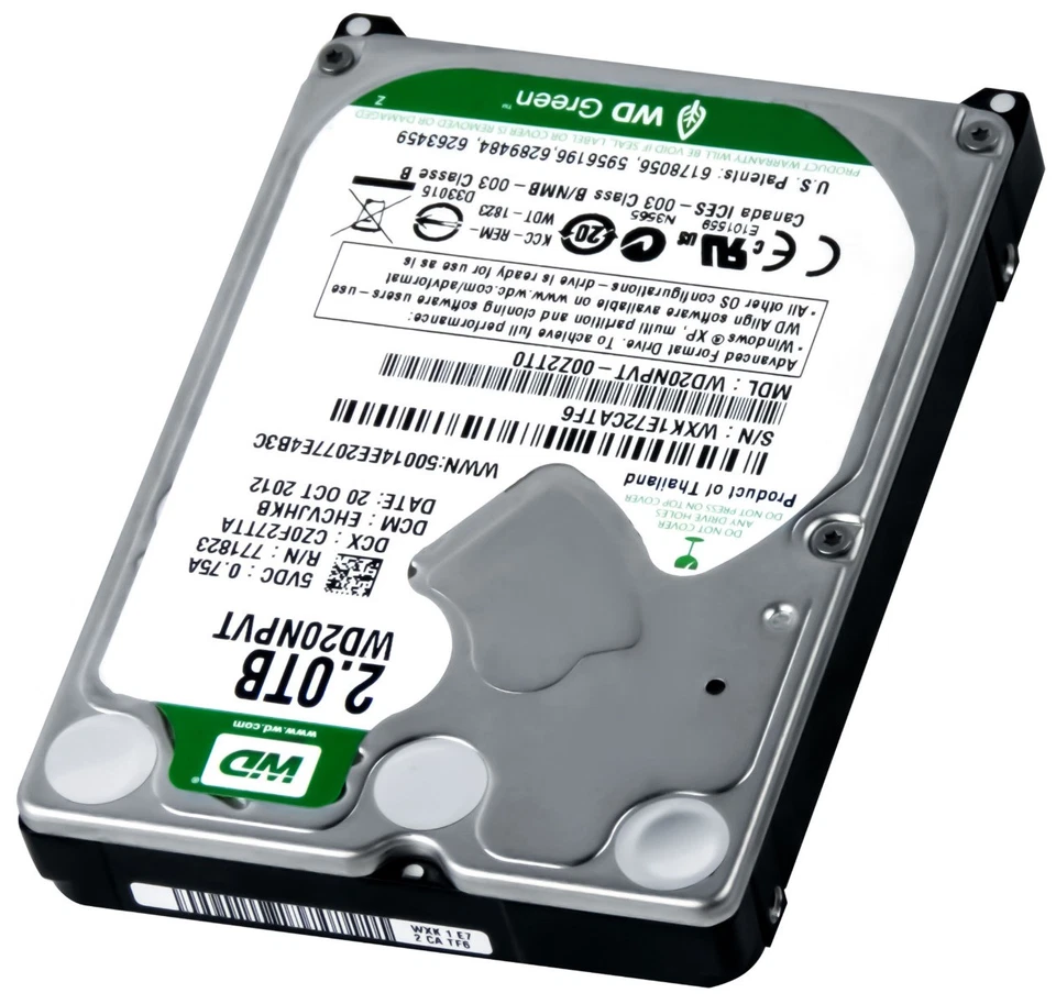 Disco Rigido WD GREEN 2TB 5.4K 8MB SATA II 2.5'' WD20NPVT - Immagine 2 di 3