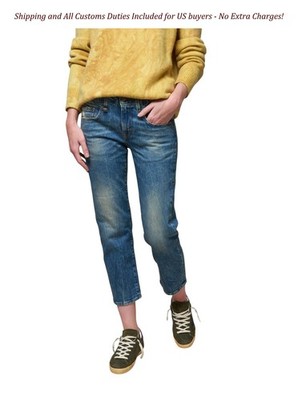 R13 Boy Straight Women Jeans 31 Kelly Stretch Washed Ankle RRP645 K734