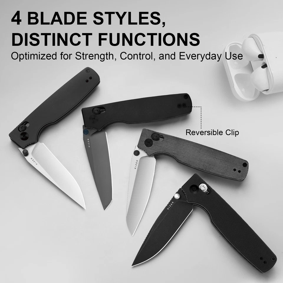 Navaja de Bolsillo Plegable Kizer Original 2 Hoja 14C28N Mango Aluminio V3605.2MA1 Foto 4 de 4