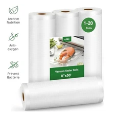 8" x 50' Vacuum Sealer Bags Roll Sous Vide Food Saver Storage Bag 4 Mil Embossed