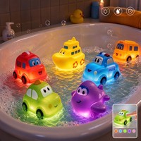 Light Up Baby Bath Toys for 1 2 3Year Old Cars No Hole Bathtub Toy Xmas Gifts