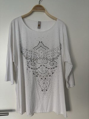 Tredy Shirt Gr 44 Weiß Glitzer 3/4 Arm 