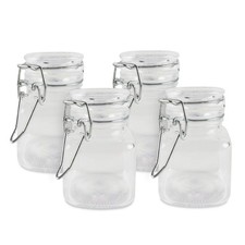3 1/4" Square Glass 3Oz Jar with Hinge Glass Lid for Home Kitchen, Arts Cra...