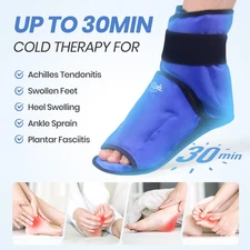 Foot Ice Pack Wrap for Swelling & Plantar Fasciitis, Reusable Full Coverage A...