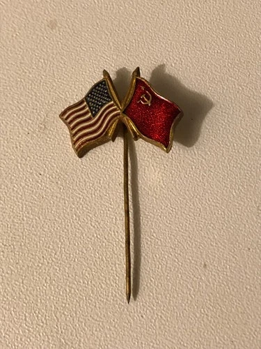 Vtg. US-USSR Flag Lapel Pin