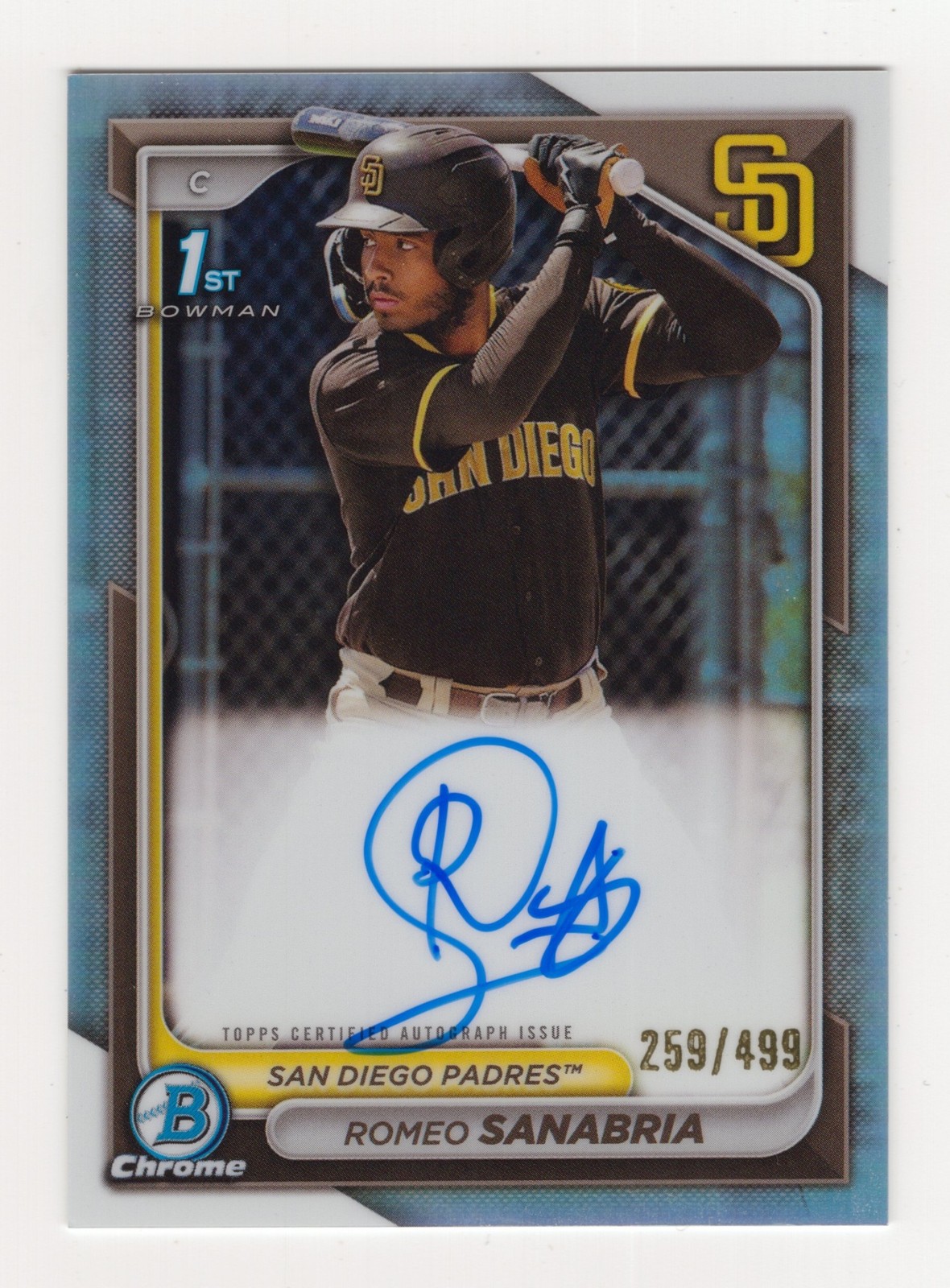 2024 Bowman Chrome Romeo Sanabria #CPA-RS Auto Refractor /499 1st Prospect