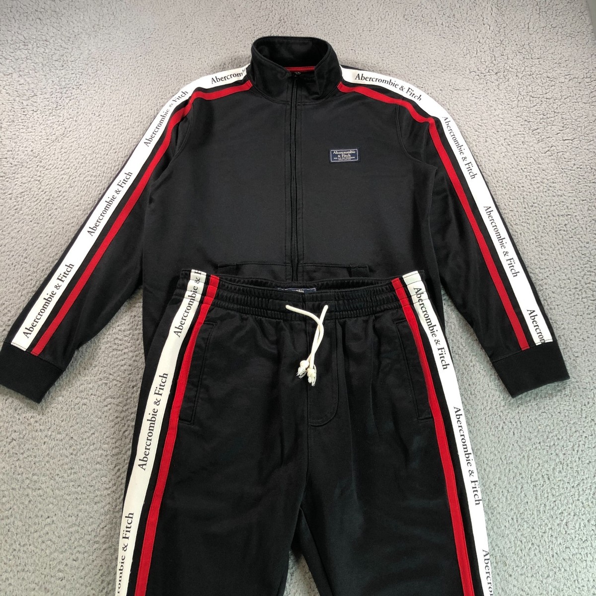 Abercrombie & Fitch Tracksuit Mens Small Black Stripe Jacket Pants