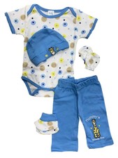 Infant Boys 5PC Set Giraffe  Stars Blue  Yellow Bodysuit Outfit 0-3M