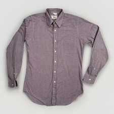 Vintage IZOD Lacoste Collection Micro Check Button Down Shirt Burgundy 14.5 -34