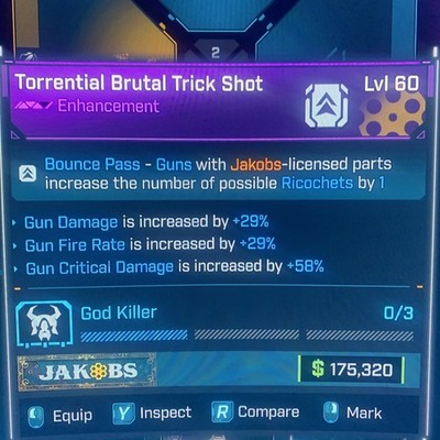 Borderlands 4 LVL 60 GOD ROLL JAKOBS ENHANCEMENT PURPLE   All PLATFORM