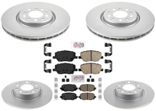 For Dodge Hornet 2023-2025 Front & Rear Coated Disc Brake Rotors & Ceramic Pads