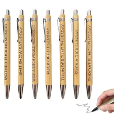 7 Pcs Sarcastic Ballpoint Pens, Funny Seven Days of the Week Pens, Ultimate Set