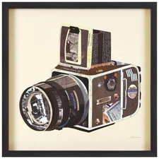 SLR Camera Dimensional Collage Framed Graphic Paper Under Glass Wall Art by A...
